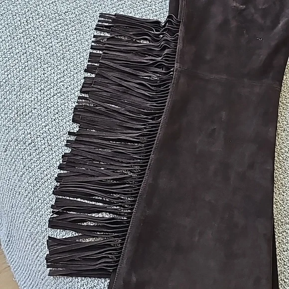 Genuine Leather Dark Brown Pants with Fringe Details  Size 8 Aprox - Picture 7 of 16